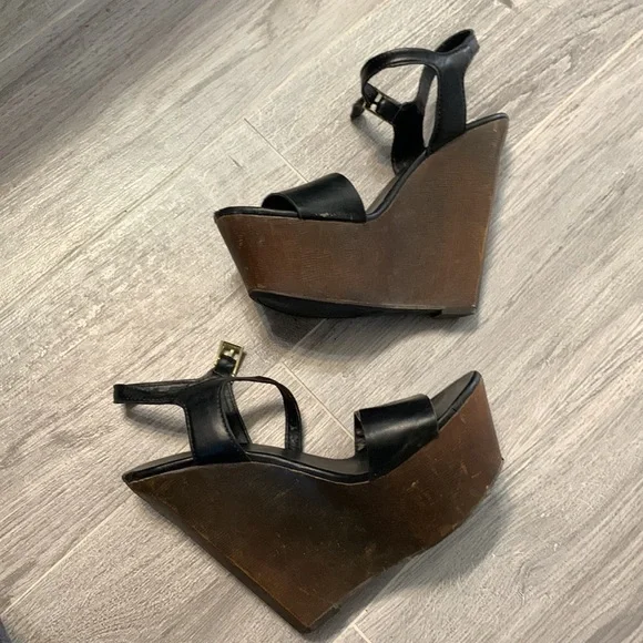 Vintage bamboo platform wedge heels 5.5 preowned - Picture 2 of 12
